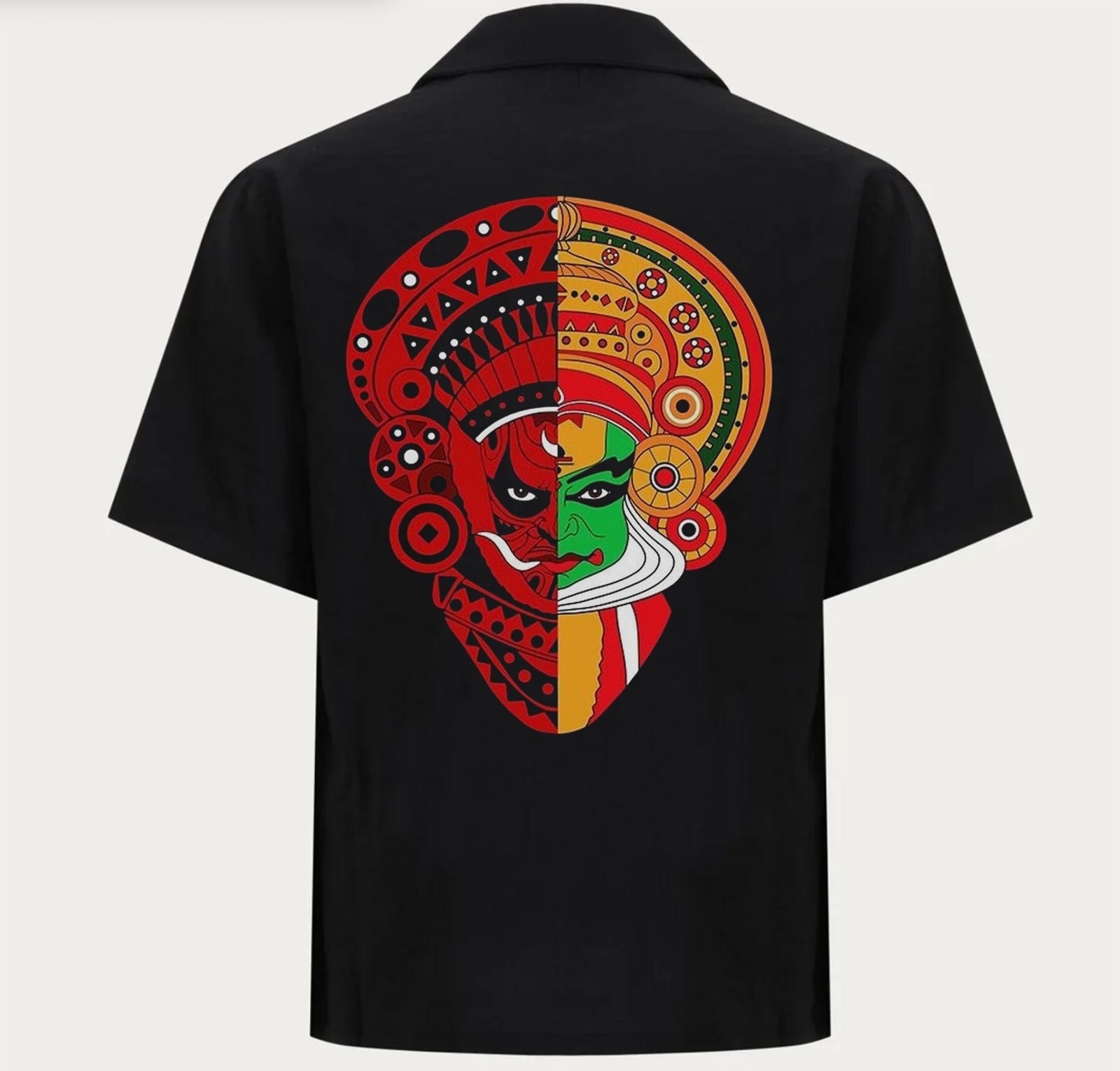 DT Onam special Kathakali & Theyyam fusion printed Shirt -Black